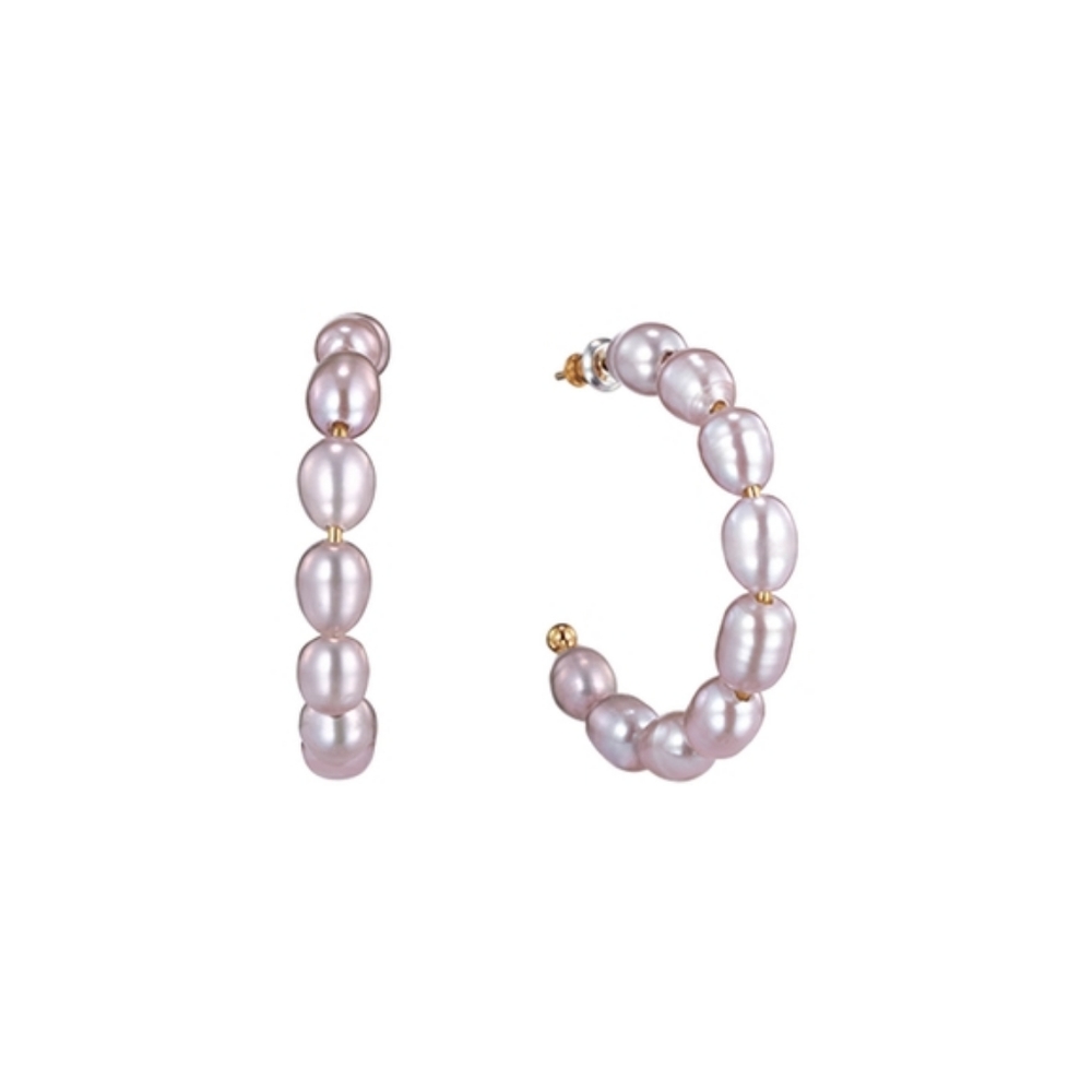 Lavender Freshwater pearl hoop earrings